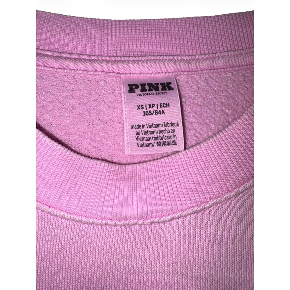 PINK Victoria's Secret Crewneck Sweatshirt Pink Pullover Logo Womens XS Soft - Picture 3 of 4